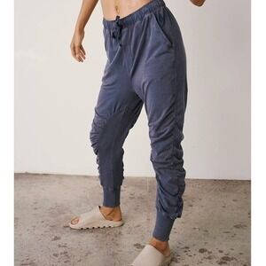 Free People Hot Shot Shirred Pants Womens Ruched Jogger Pants Cotton Blend Sz S